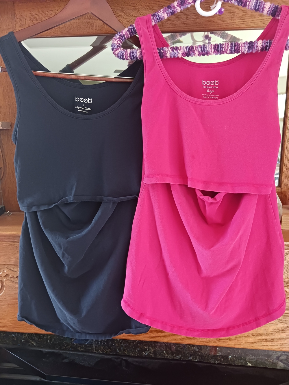 2 | Boob Design Organic Cotton Nursing Tank Top — Hot Pink & Black